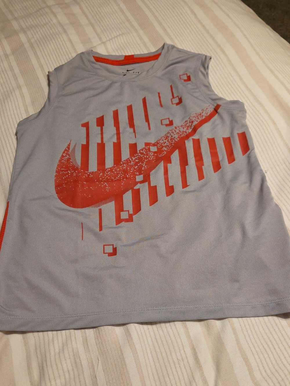 Nike Light Gray & Orange Boys' Graphic Tank Top